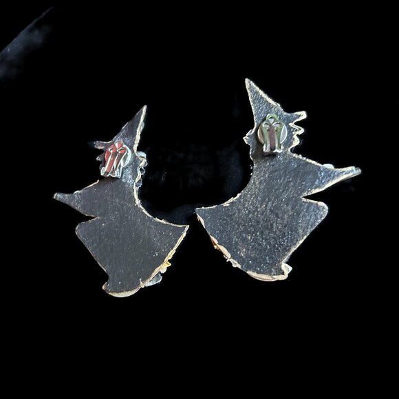 Halloween Earrings – Set of 2 Pair (Witch on Broom and Ghost “Boo”) - Picture 7 of 14